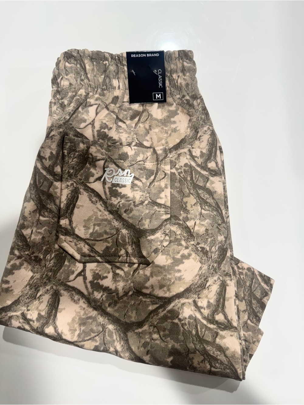 Reason Men's Salmon/Beige/Gray Camouflage Athletic Shorts